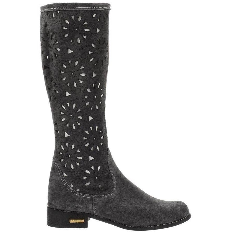 Olivier Women's dark gray openwork boots grey