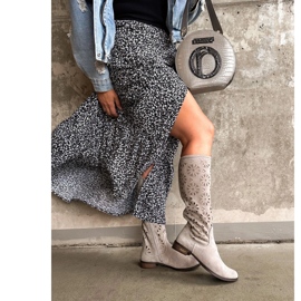 Olivier Women's light gray openwork boots grey Olivier Women's light gray openwork boots grey