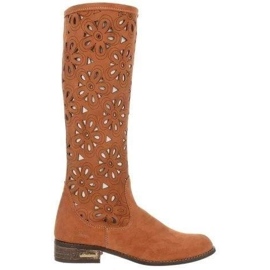 Olivier Women's red openwork boots brown