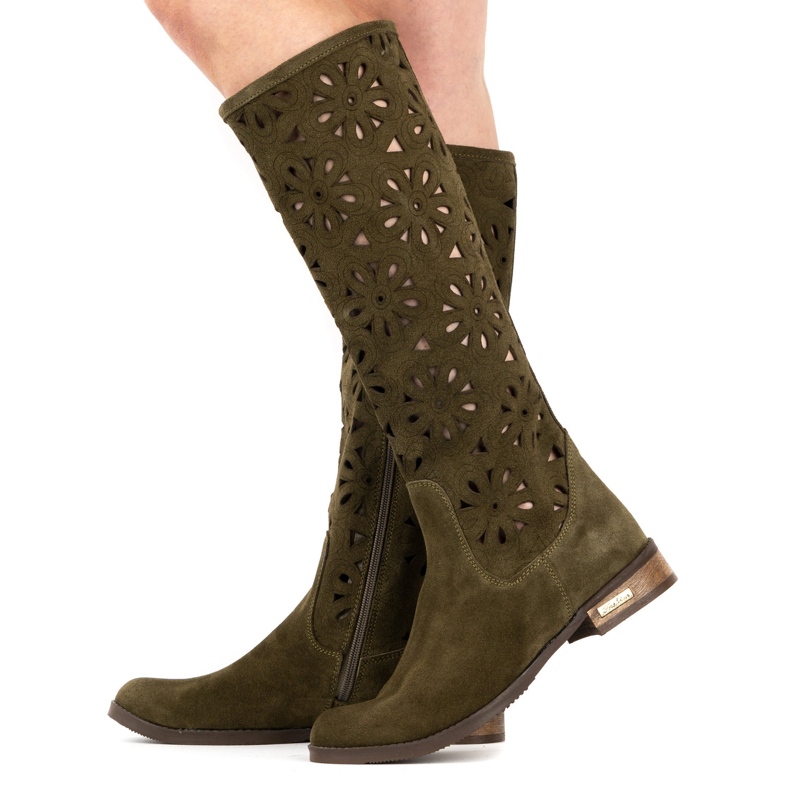 Olivier Women's green openwork boots Olivier Women's green openwork boots