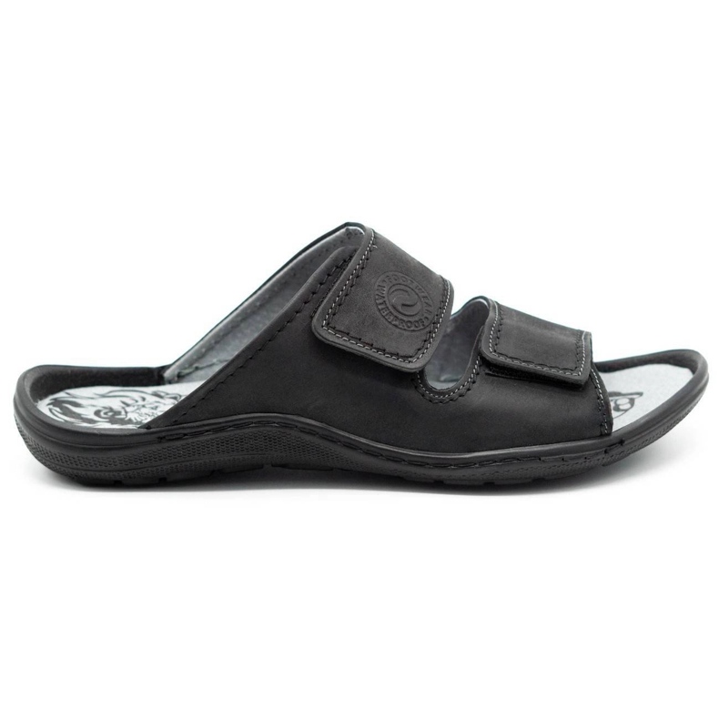 Men's leather slippers 048 Black