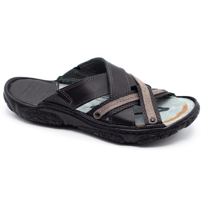 Lemar Men's leather slippers 1654 black