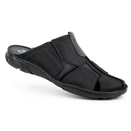Polbut Men's leather slippers 312 black