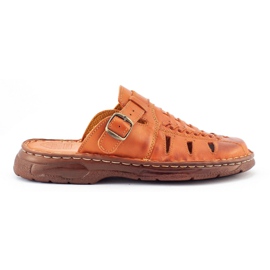 ŁUKPOL Men's leather slippers 806 brown cushioned insert ŁUKPOL Men's leather slippers 806 brown cushioned insert