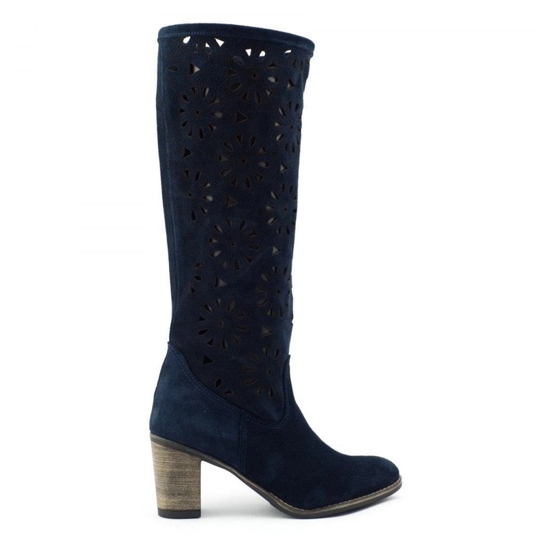 Olivier Navy blue openwork high-heeled boots