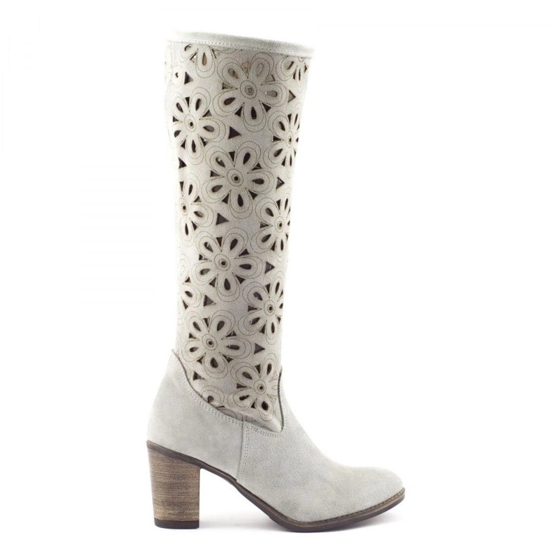 Olivier Openwork boots on the heel of gray grey