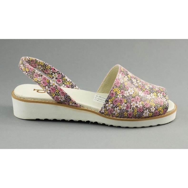 Dolce Pietro Summer leather sandals 2203 with flowers multicolored