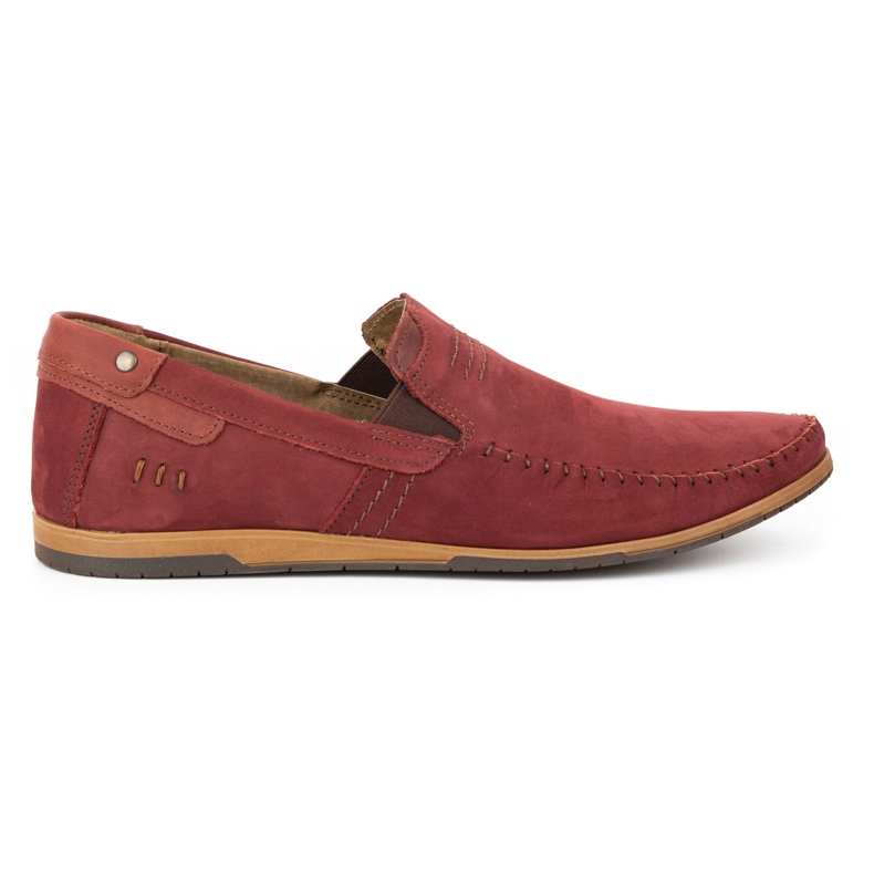 KOMODO Men's leather loafers 876 burgundy red