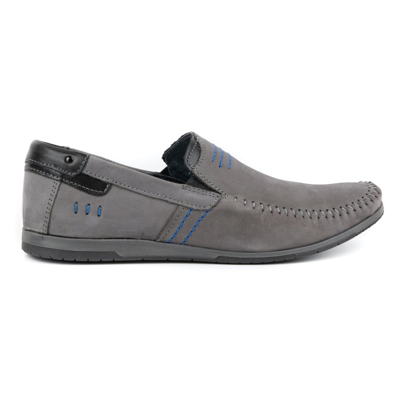 KOMODO Men's leather loafers 876 gray grey