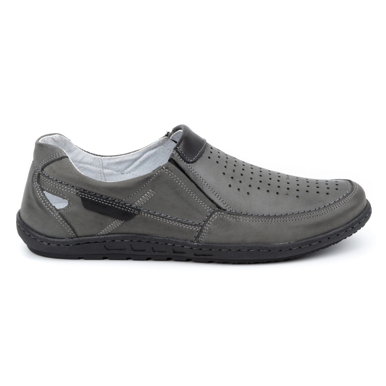 Olivier Gray men's leather loafers for summer 602 grey