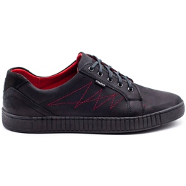 Polbut Casual men's shoes J66 black with red multicolored