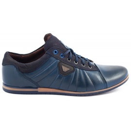 Lemar Men's leather shoes 1615 navy blue