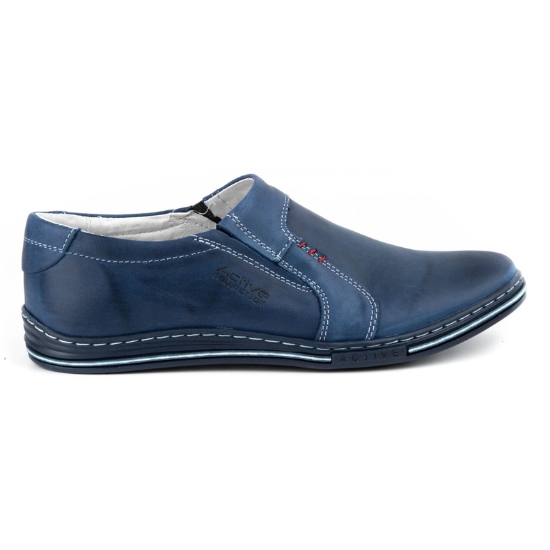 Polbut Men's leather shoes 334 navy blue
