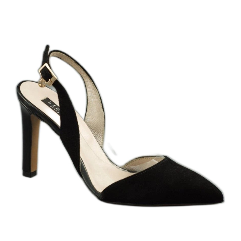 Lizard Black sandals on a high heel 04765