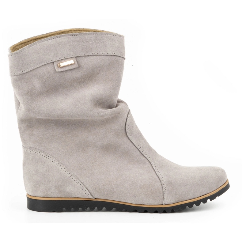Olivier Leather Boots Warmed by Emi Light Gray grey