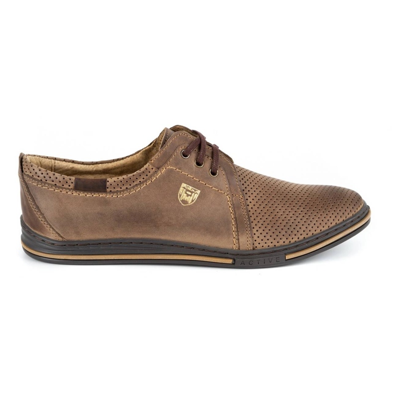 Polbut Leather men's shoes 343 perforation brown