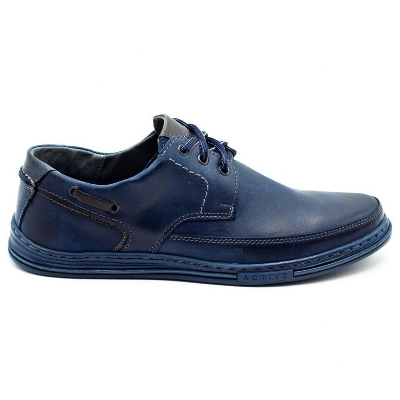 Polbut Leather men's shoes J44 navy blue