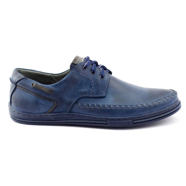 Polbut Leather men's shoes J44PŁ Navy blue