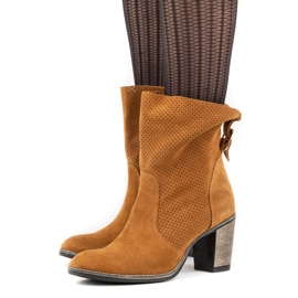 Olivier Openwork leather Sophia red boots orange