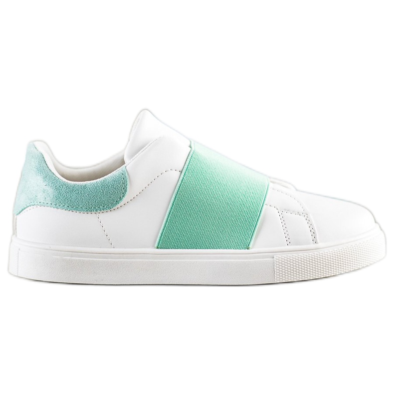SHELOVET Slip-on shoes with an elastic band white green