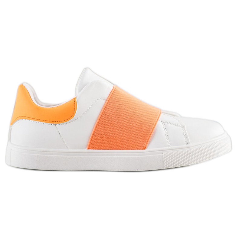 SHELOVET Slip-on shoes with an elastic band white orange