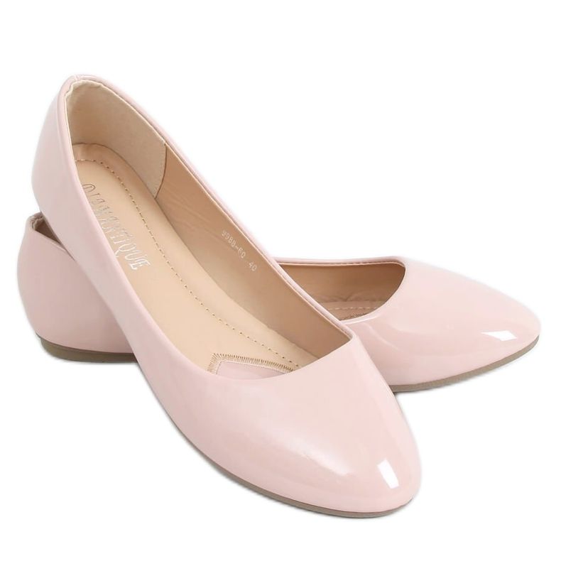 Beige-pink patent ballerinas 9988-60 Nude