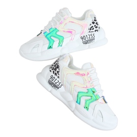 White sports shoes B0-233 Yellow multicolored