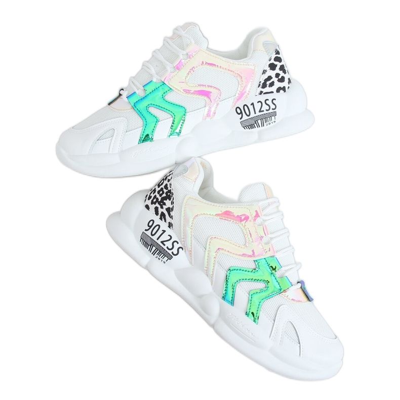 White sports shoes B0-233 Yellow multicolored