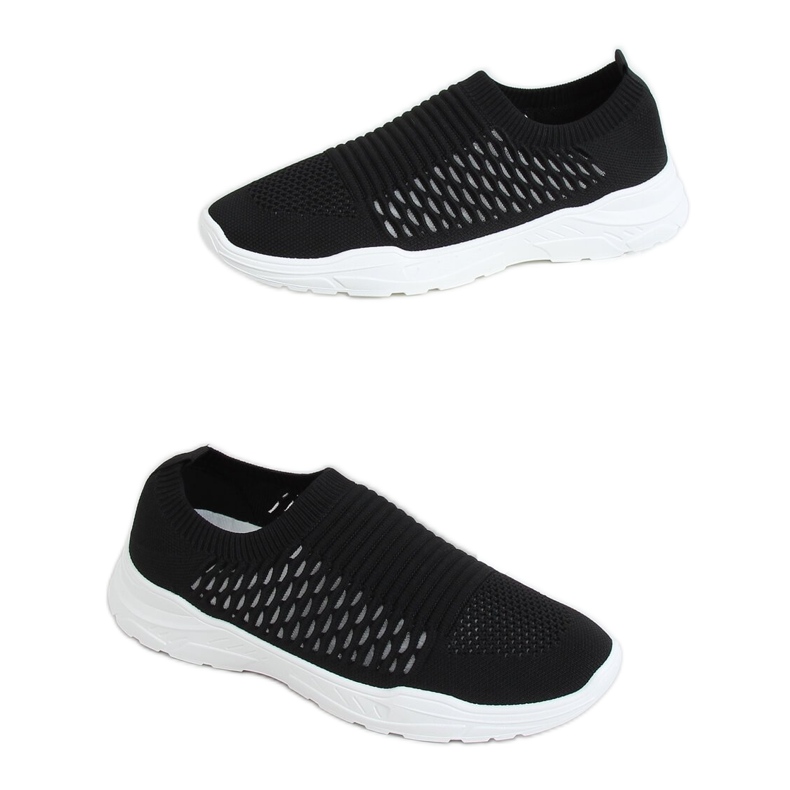 Black sports shoes with socks 9862 Black