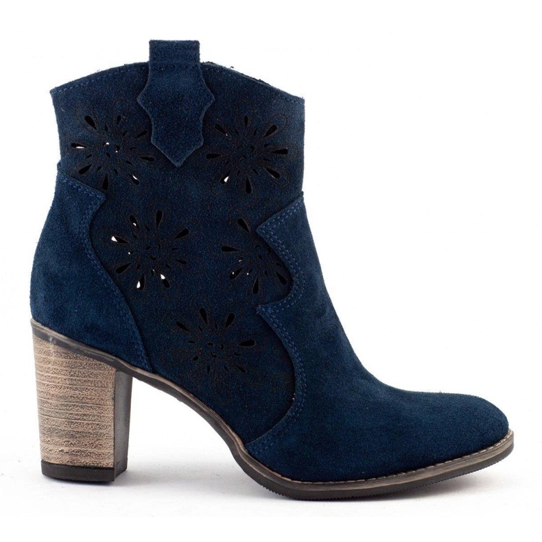 Olivier Openwork high heels Lena navy blue boots