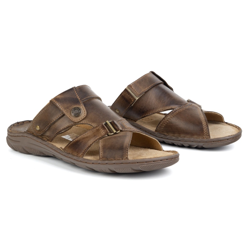ŁUKPOL Men's slippers 866 brown