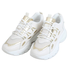 Women's sports shoes beige B0-551 BEIGE / GOLD