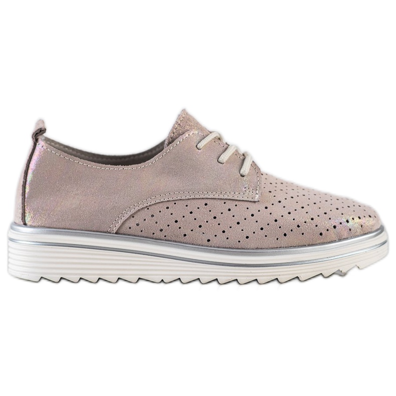 Kylie Leather Brogues On The Platform beige