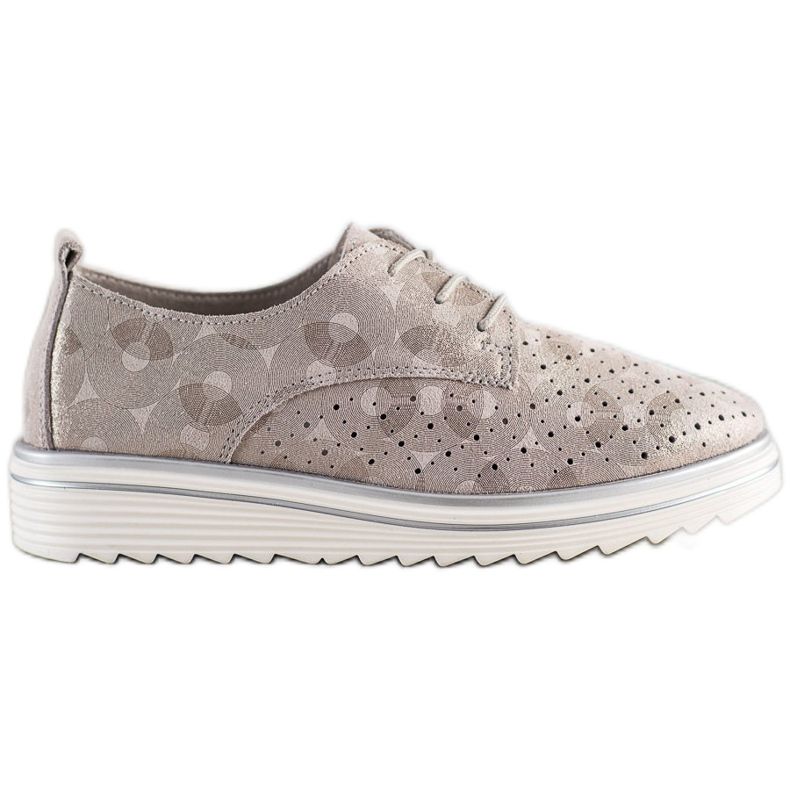 Kylie Leather Brogues On The Platform beige brown