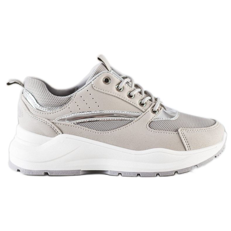 Ideal Shoes Stylish Sports Sneakers beige grey Ideal Shoes Stylish Sports Sneakers beige grey