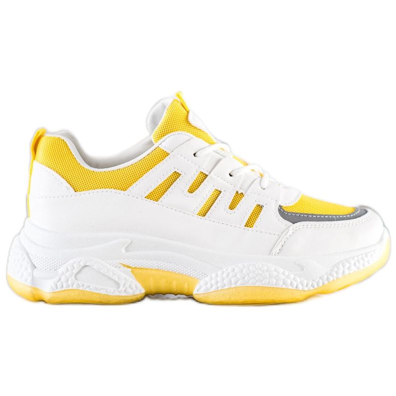 SHELOVET Comfortable Sneakers With Mesh white grey yellow