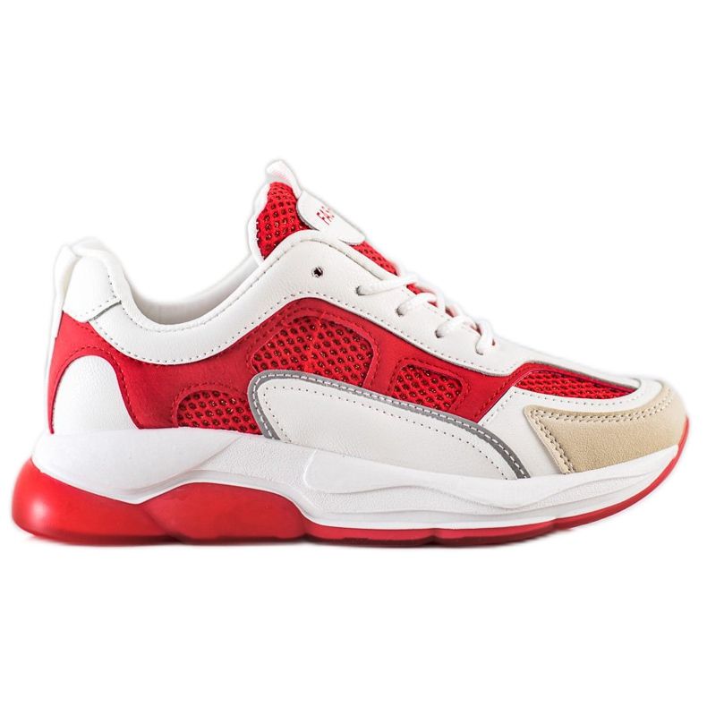 Via Giulia  Sneakers With Glitter Fashion beige white red Via Giulia  Sneakers With Glitter Fashion beige white red