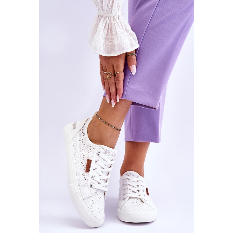 Women's Lace Sneakers Big Star W274925 White Women's Lace Sneakers Big Star W274925 White