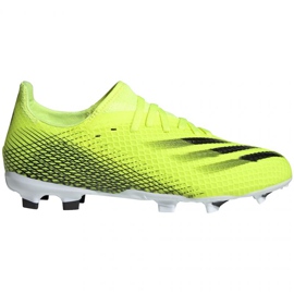 Adidas X Ghosted.3 Fg Jr FW6934 football boots white, yellow-green neon green