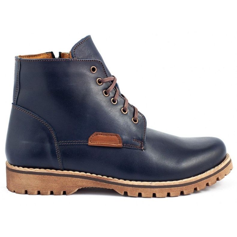 KENT Men's winter shoes 308 navy blue brown