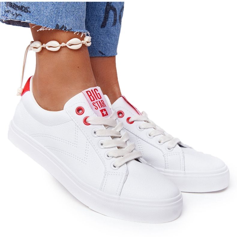 Women's Leather Sneakers Big Star BB274210 White and Red