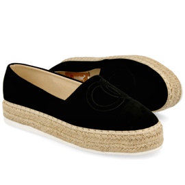 PS1 Women's Espadrilles On A Straw Platform Black Febi PS1 Women's Espadrilles On A Straw Platform Black Febi