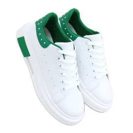 Women's white and green sneakers SC36 WHITE / GREEN