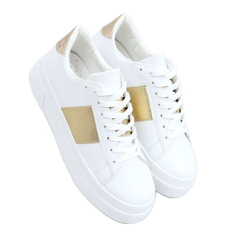 High-soled sneakers white and gold LA133P Gold golden
