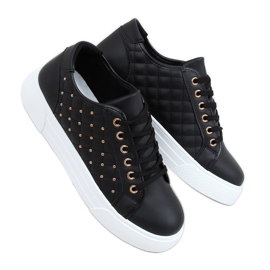 Black women's sneakers with studs LA124P Black Black women's sneakers with studs LA124P Black