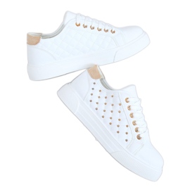 Women's sneakers with white studs LA124P Beige