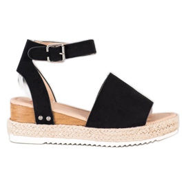 Kylie Black Wedge Sandals