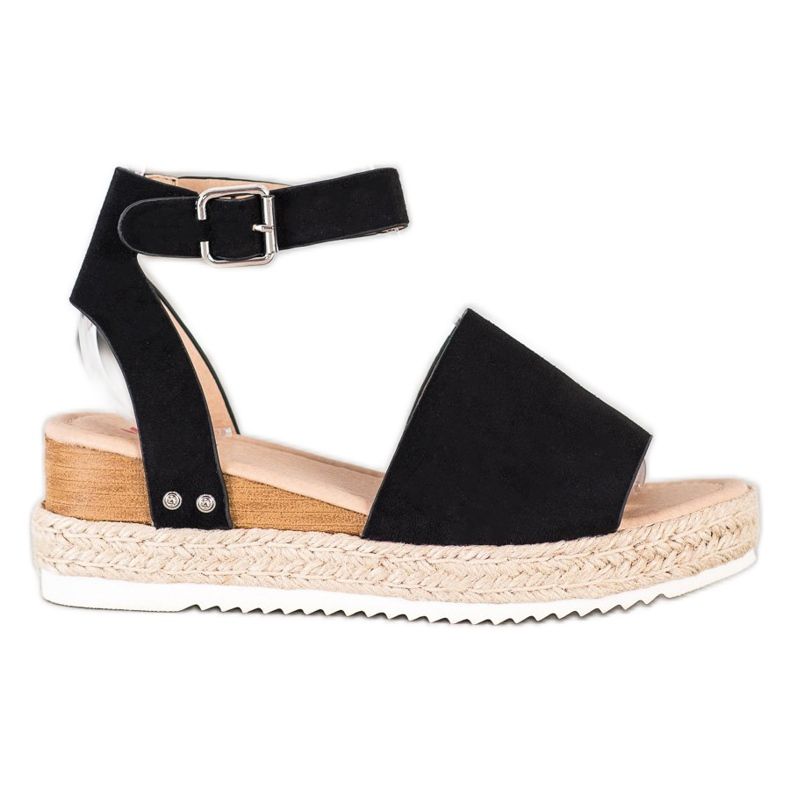 Kylie Black Wedge Sandals