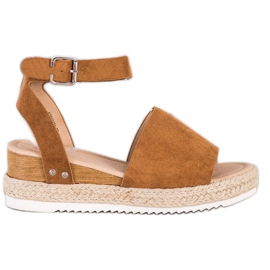 Kylie Camel Wedge Sandals brown