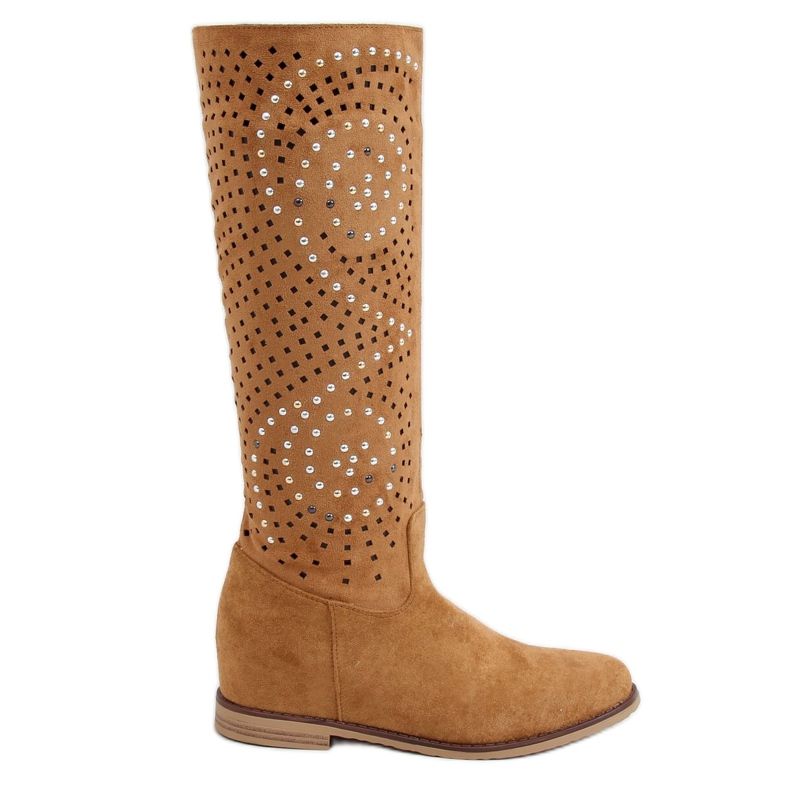 Openwork boots, hidden wedge camel ST-56P Camel brown